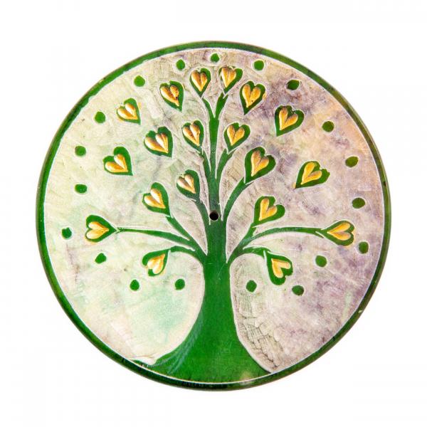 Lebensbaum mit Herzchen grün - Räucherstäbchenhalter Speckstein - Berk